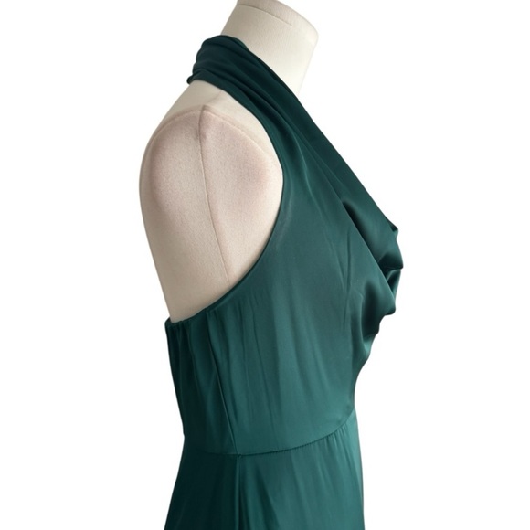 LIV FOSTER Green Cowl Neck Maxi Dress Satin Gown Wedding Formal Party Size 2 - Picture 13 of 14